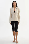 Davie Faux Leather Blazer - Bone
