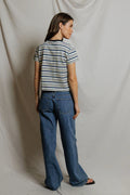 Dawn Cotton Jersey Ringer Stripe Tee - Navy Pacific Stripe