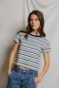 Dawn Cotton Jersey Ringer Stripe Tee - Navy Pacific Stripe