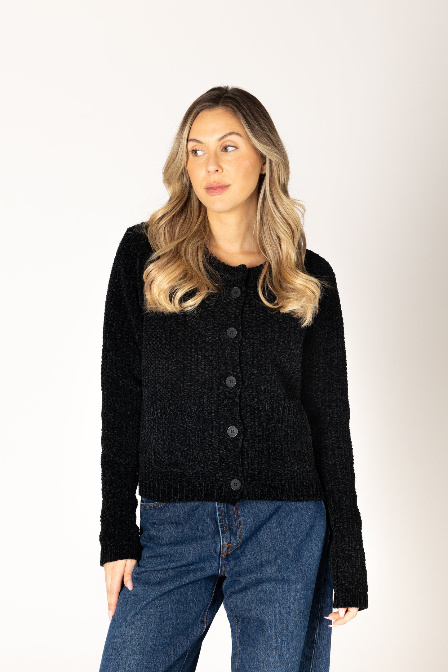 Dawn Chenille Cardi - Black