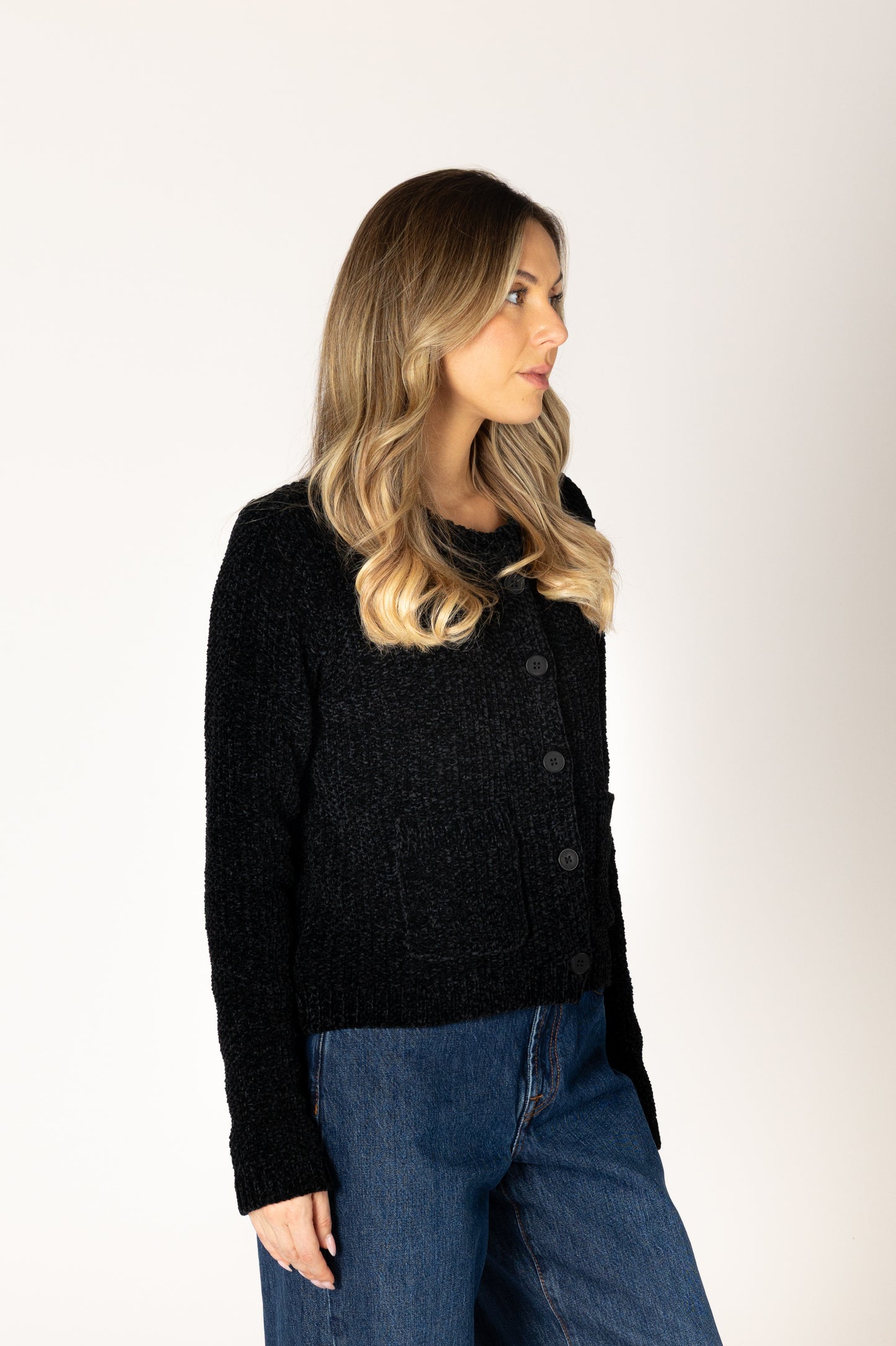 Dawn Chenille Cardi - Black