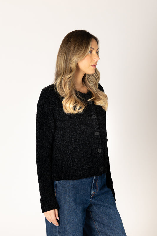 Dawn Chenille Cardi - Black
