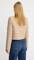 Collarless DB Mini Jacket - Camel Houndstooth