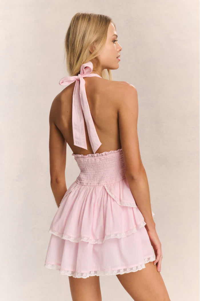 deanna heritage halter mini dress LSF Deanna Heritage Halter Mini Dress by LoveShackFancy