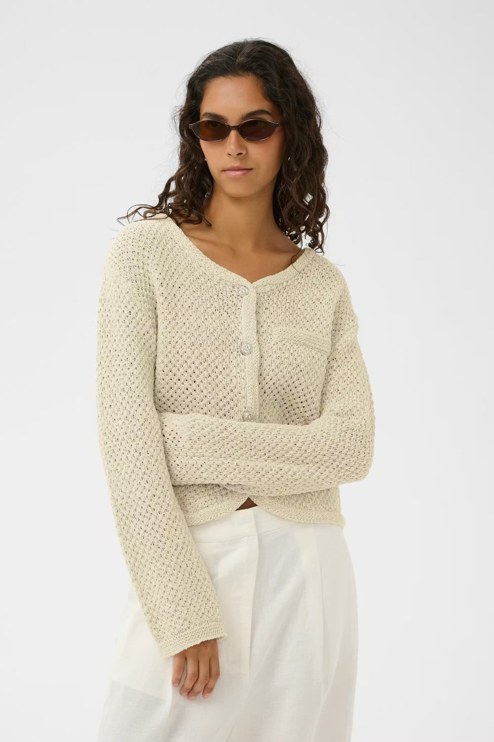 Diaz Cardigan - Turtledove/White