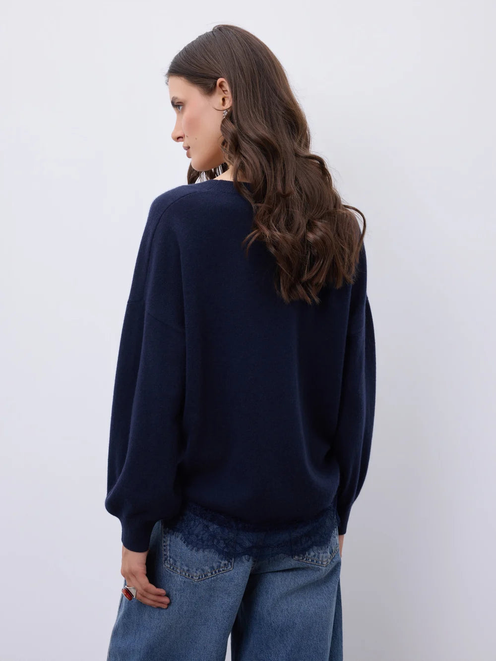 Dotty Cashmere Cardigan - Navy