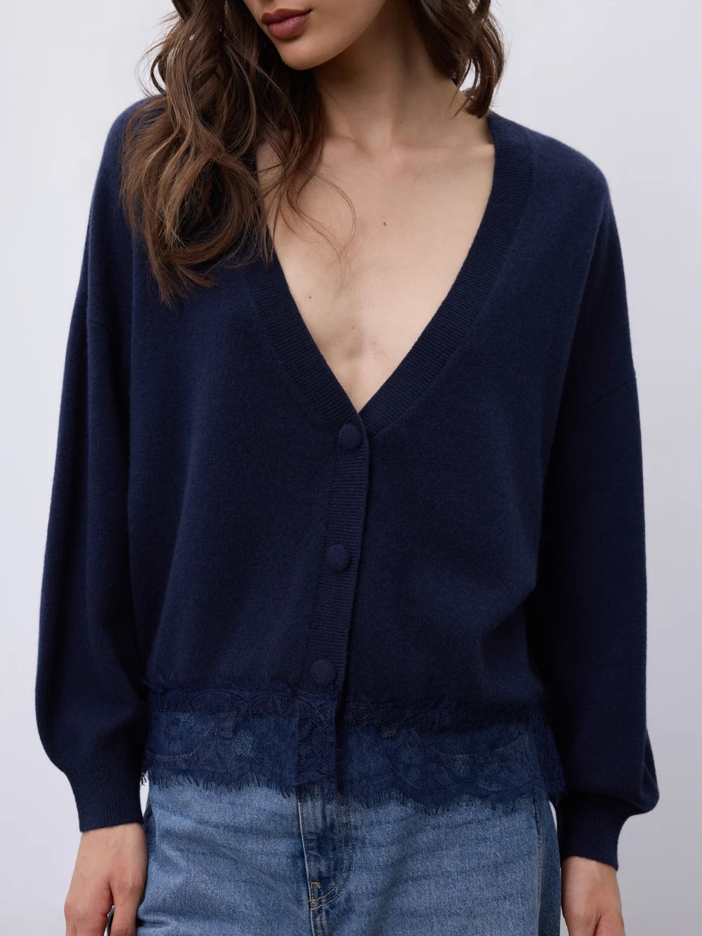 Dotty Cashmere Cardigan - Navy