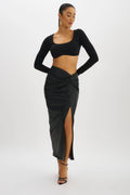 Eileen Faux Leather Maxi Skirt - Black