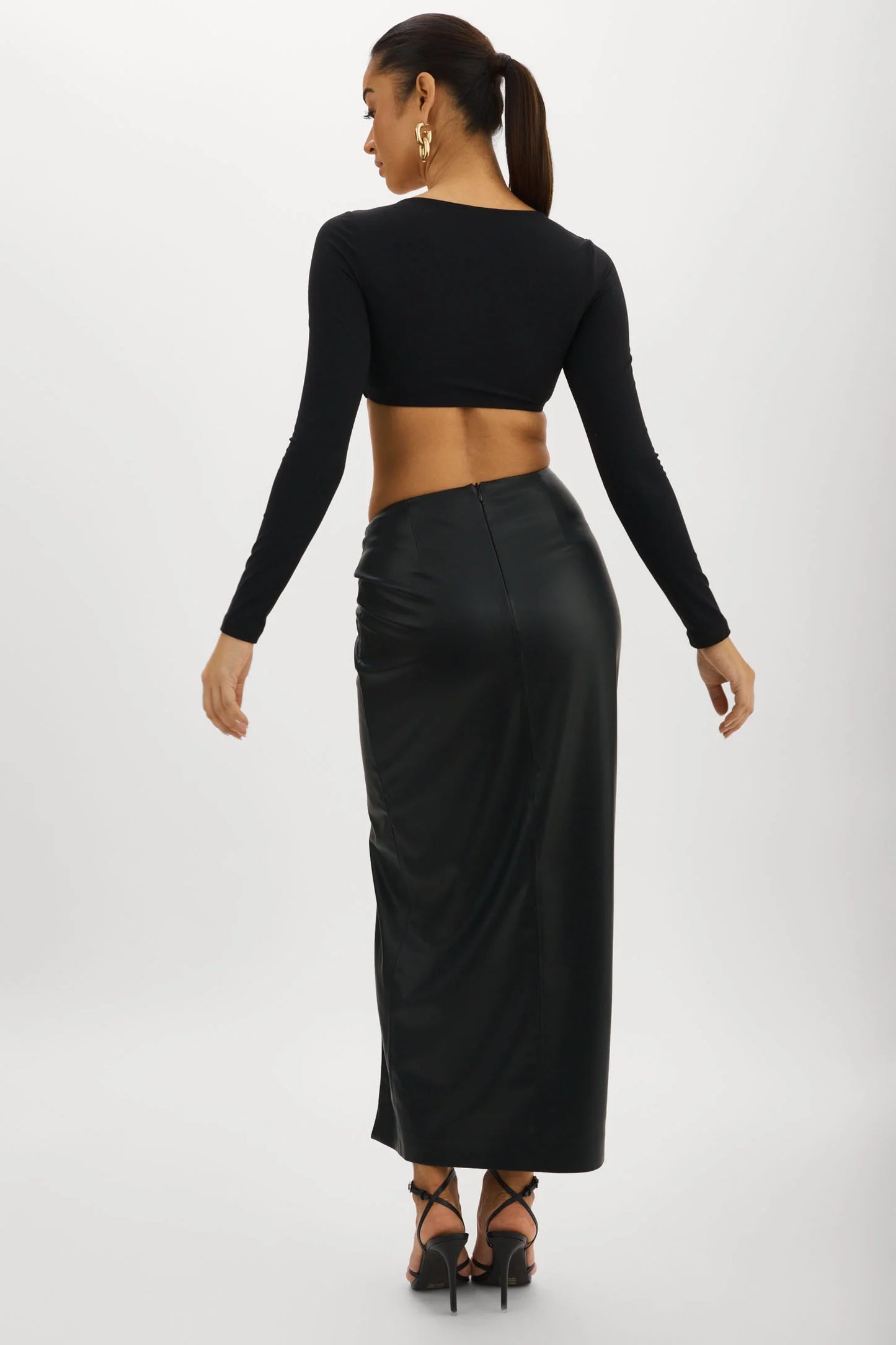 Eileen Faux Leather Maxi Skirt - Black