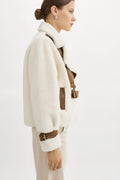 Elody Faux Fur Jacket - Ivory Brown