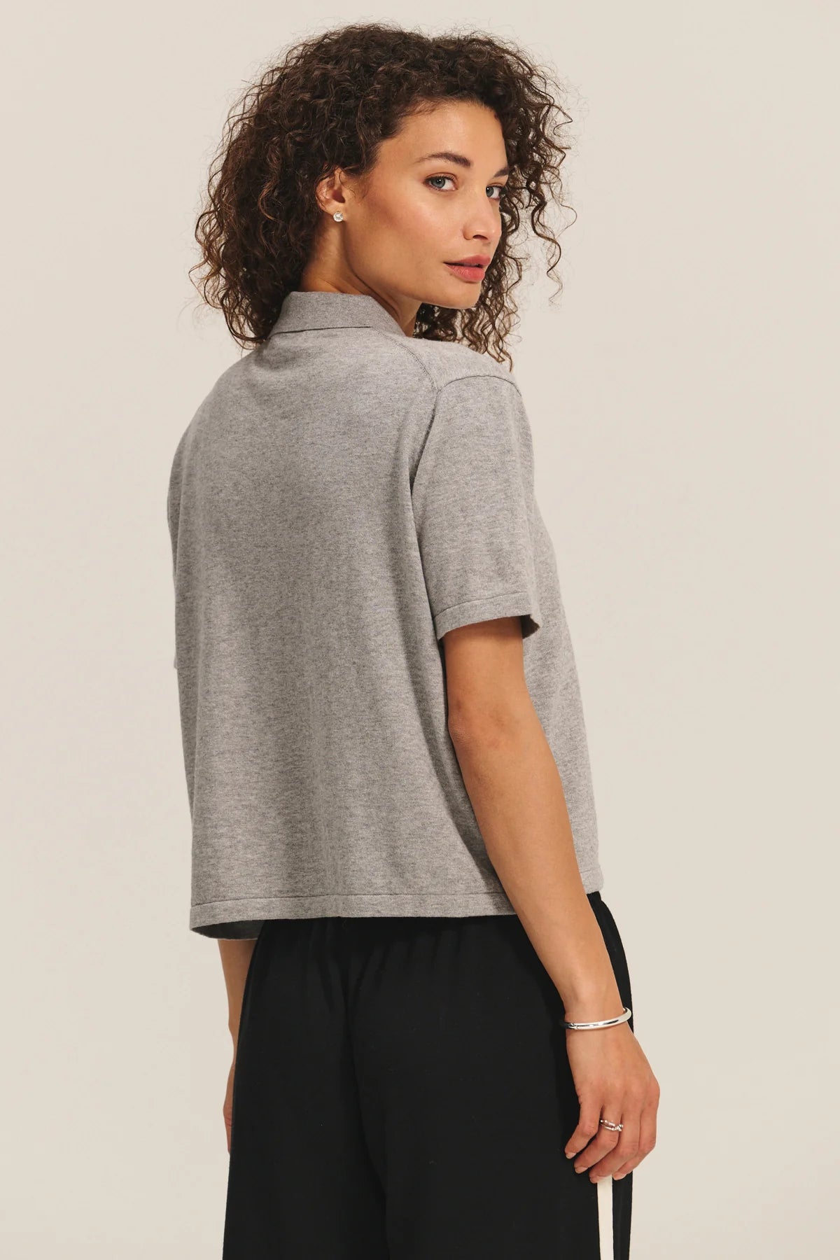 Emerson Embellished Sweater Polo - Heather Grey