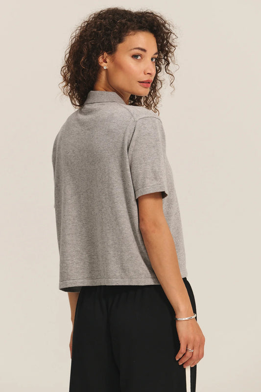 Emerson Embellished Sweater Polo - Heather Grey