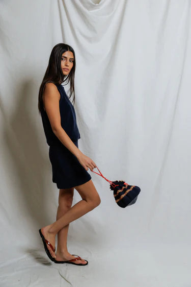 Emery Loop Terry Mini Skirt - Navy