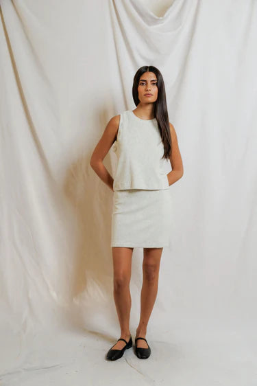 Emery Loop Terry Mini Skirt - Oatmeal