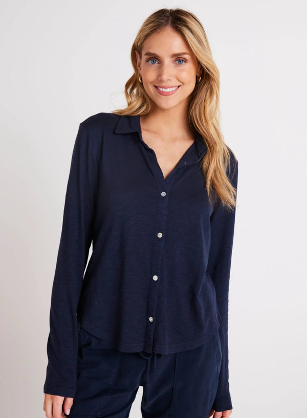 Button Up Knit Top - Endless Sea