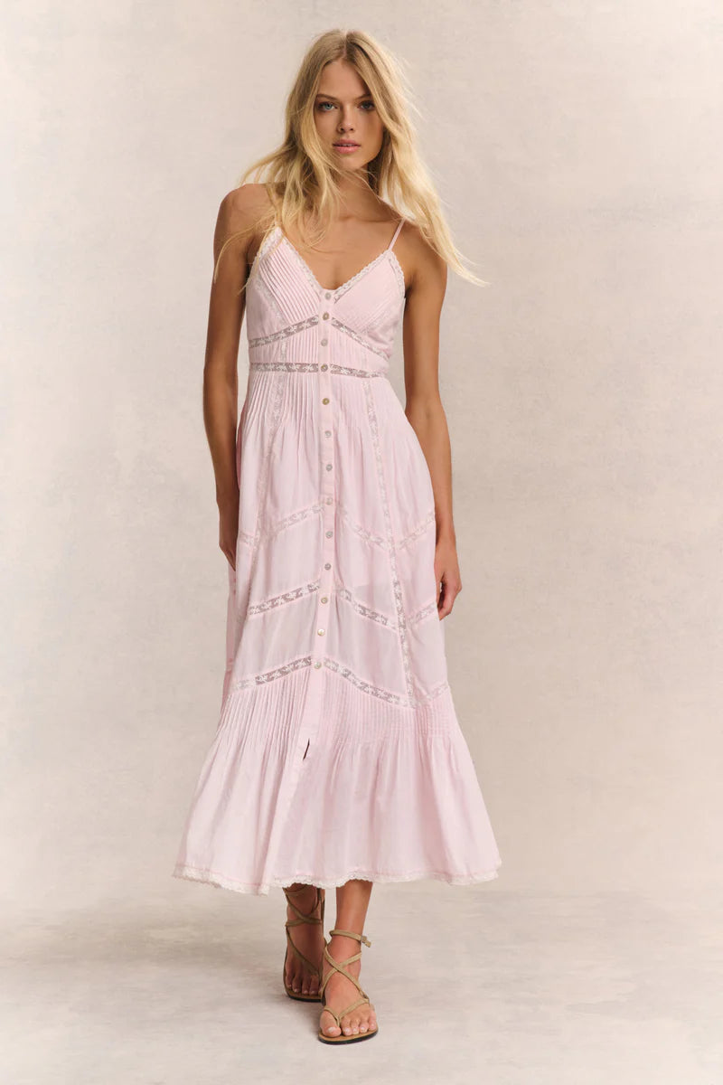 Esilda Heritage Cotton Midi Dress - Pink