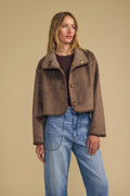 Esme Faux Sherpa Reversible Jacket - Faded Coco