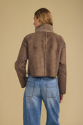 Esme Faux Sherpa Reversible Jacket - Faded Coco
