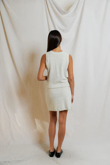 Esther Loop Terry Mock Neck Tank - Oatmeal