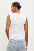 Estina Gauzy Whisper Fitted Tank Top - White