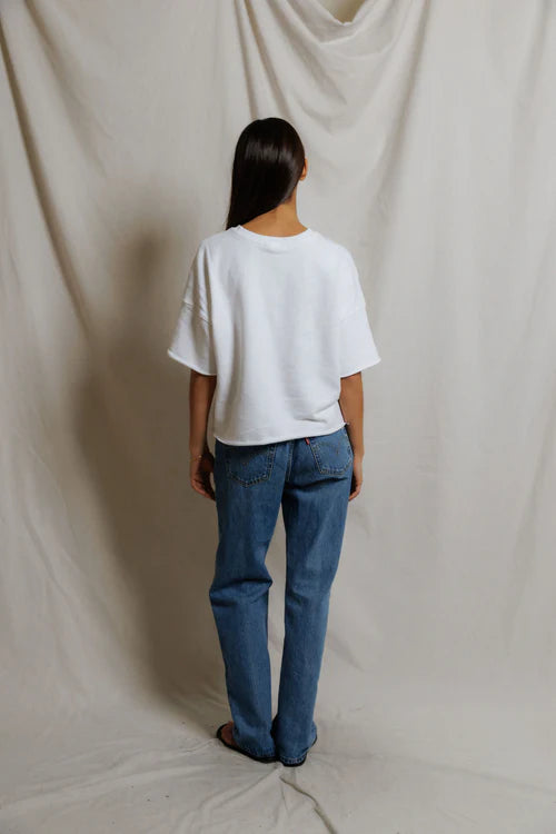 Ezra French Terry Short Sleeve Sweatshirt - White