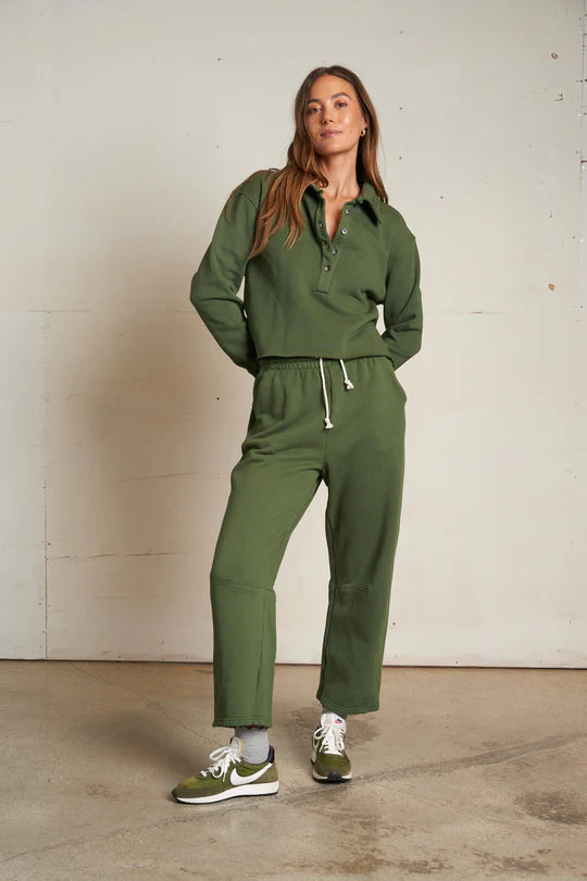 Fallon Fleece Barrel Sweatpant - Fern Green