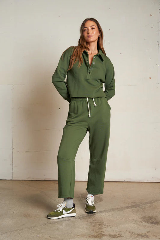 Fallon Fleece Barrel Sweatpant - Fern Green