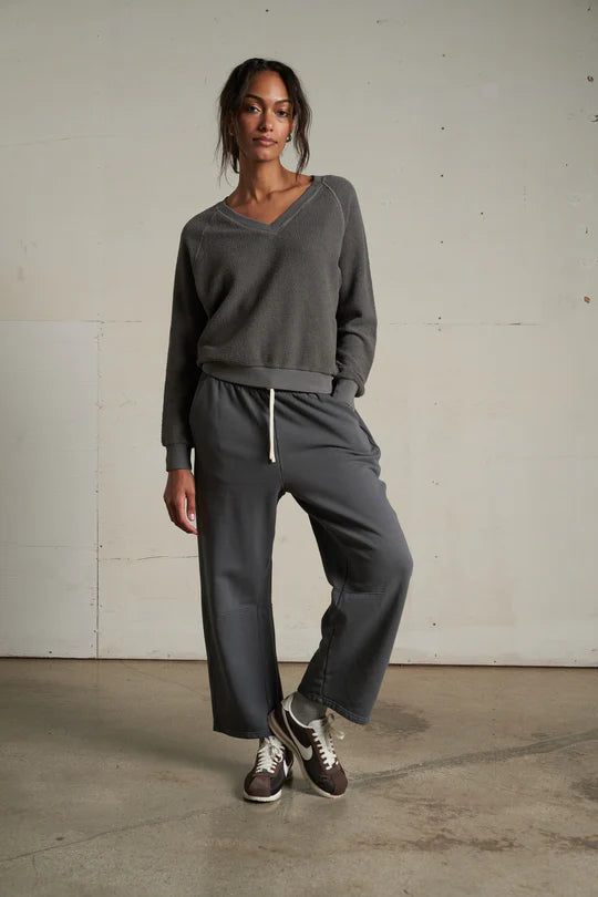 Fallon Fleece Barrel Leg Sweatpant - Charcoal
