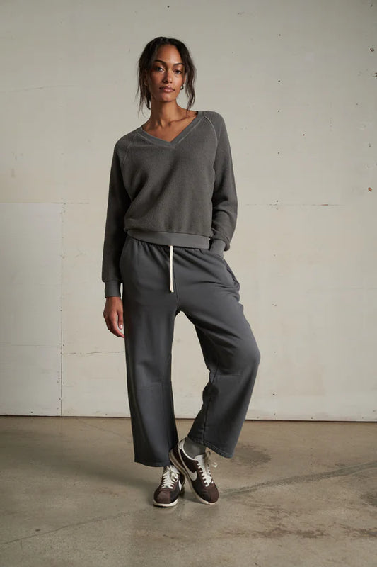 Fallon Fleece Barrel Leg Sweatpant - Charcoal