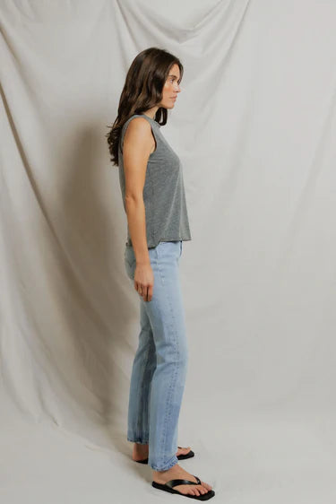 Faye Crispy Cotton Muscle Tank - Heather Grey