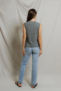 Faye Crispy Cotton Muscle Tank - Heather Grey