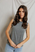 Faye Crispy Cotton Muscle Tank - Heather Grey
