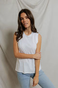 Faye Crispy Cotton Muscle Tank - White