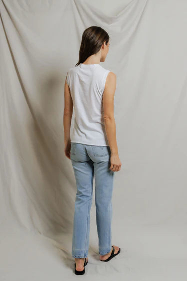 Faye Crispy Cotton Muscle Tank - White