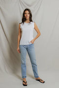 Faye Crispy Cotton Muscle Tank - White