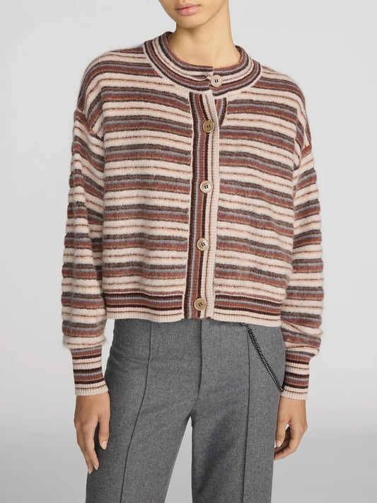 The Femme Cardi - Sky Blue Multi Stripe