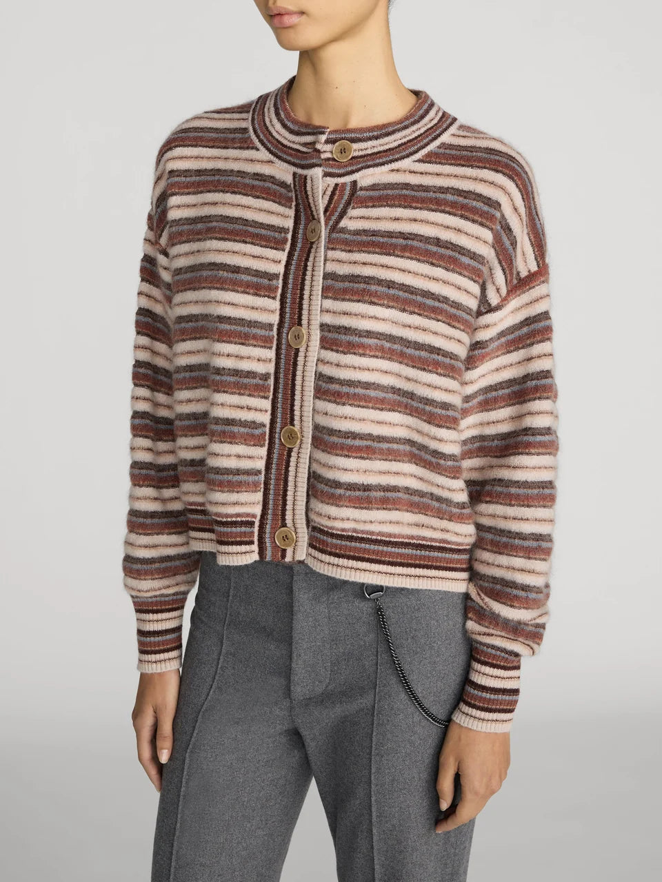 The Femme Cardi - Sky Blue Multi Stripe