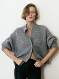 The Cashmere Fleck Cardi - Silver