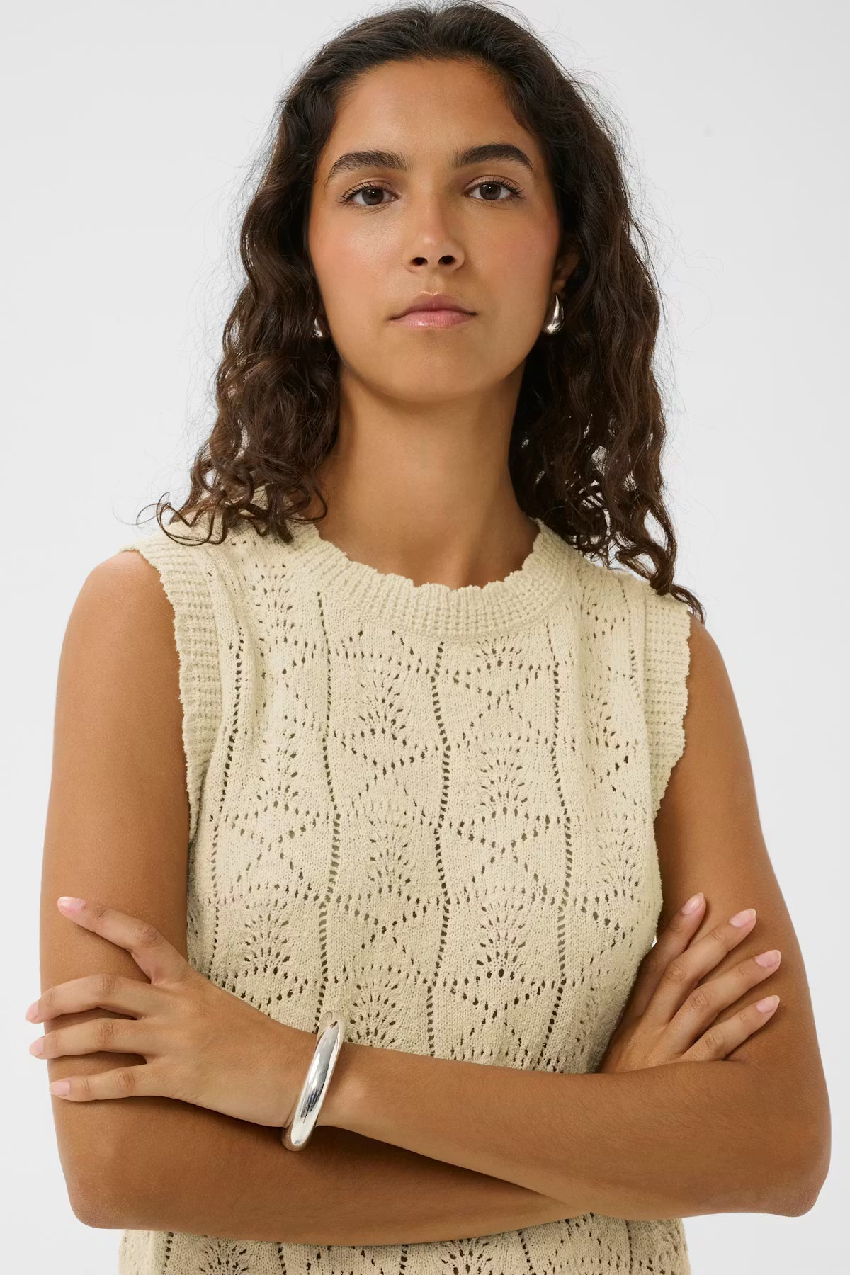 Flores Top - Turtledove/White