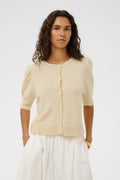 Flores Cardigan - Turtledove/White