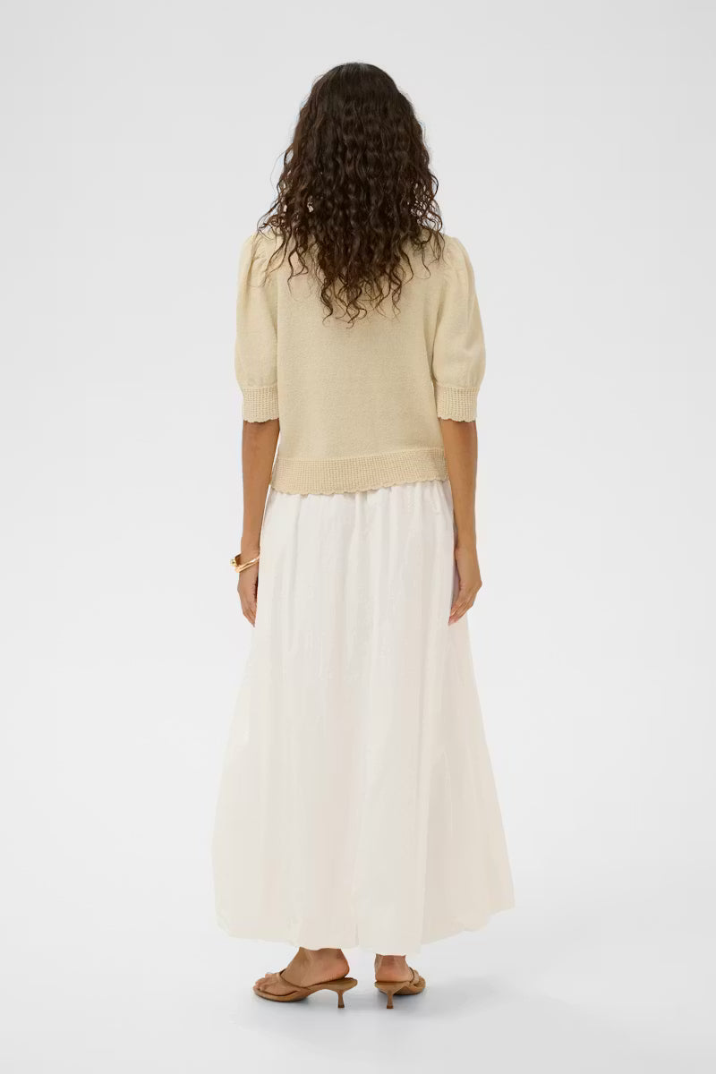 Flores Cardigan - Turtledove/White