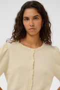 Flores Cardigan - Turtledove/White