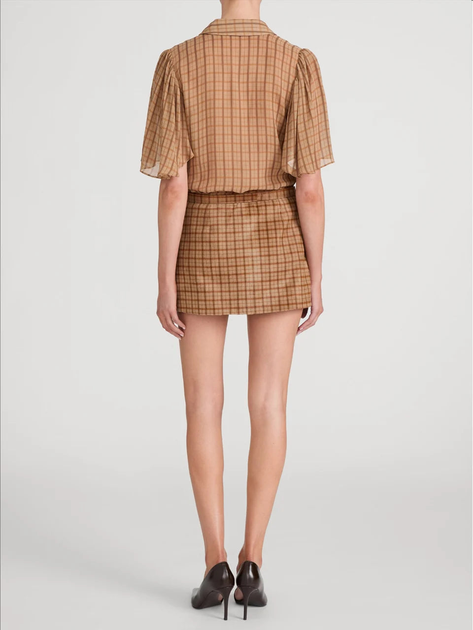 The Flutter Shirt - Taupe Multi Plaid
