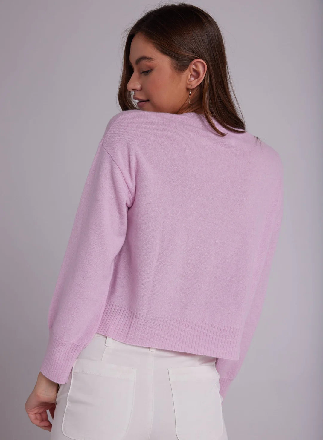 Crew Neck Rib Pullover - Frosted Rose