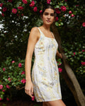 Fitted Smocked Back Mini Dress - Wildflower Stripes Print