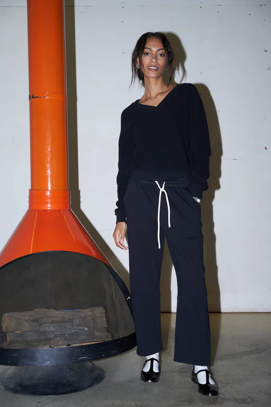 Fallon Fleece Barrel Leg Sweatpant - True Black