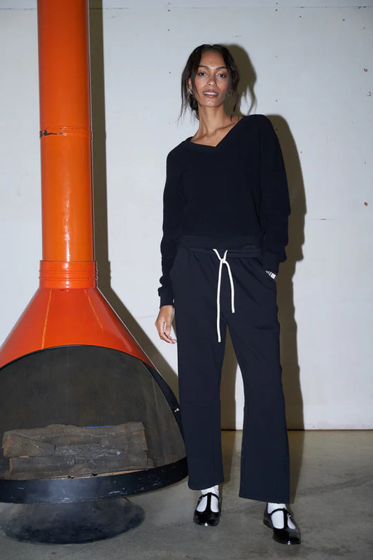 Fallon Fleece Barrel Leg Sweatpant - True Black