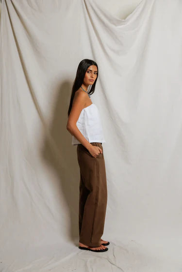 Gianna Linen Tube Top - White