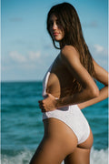 Gienna Floral Halter One-Piece Swimsuit - Lilac Ice