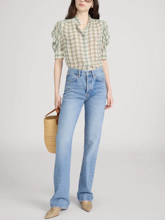 The Gillian Top - Jade Green Plaid